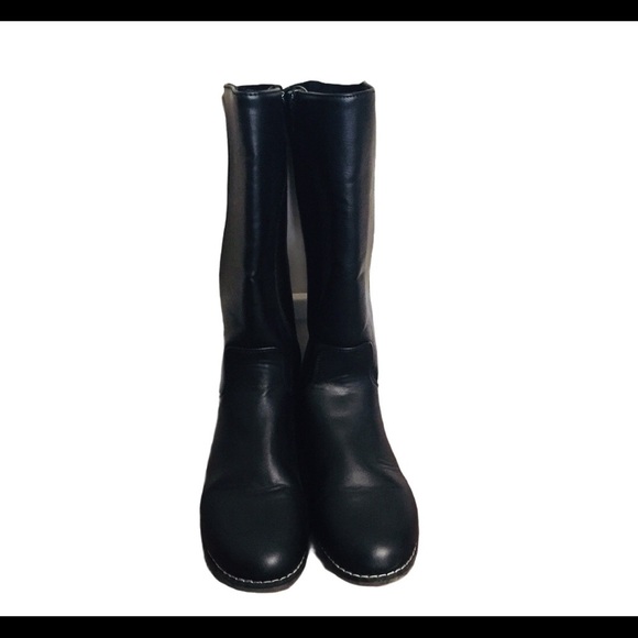 OLD NAVY Black Jack Vegan Leather Tall Riding Boots With Zipper Black Girl Sz 3 - Picture 4 of 10